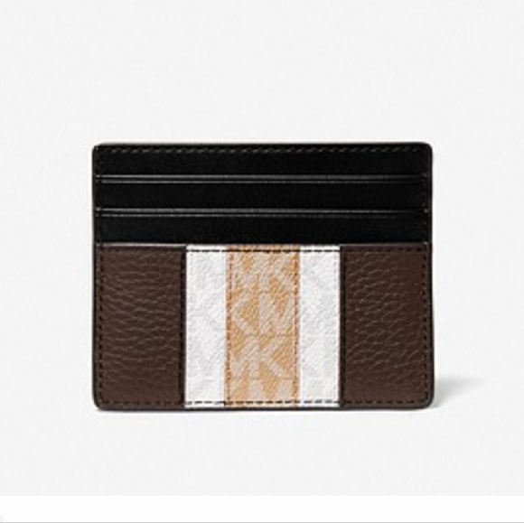MICHAEL KORS MENS Hudson Logo Stripe Leather Tall Card Case - Picture 5 of 5